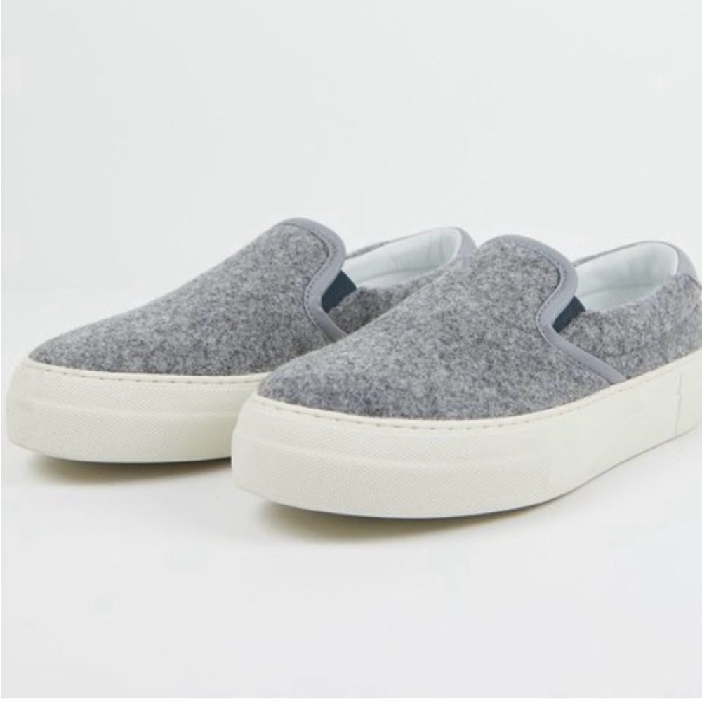 Sofie D’Hoore Sneakers 38.5 Fargo Felted Wool Gray Platform Rubber Italy Leather
